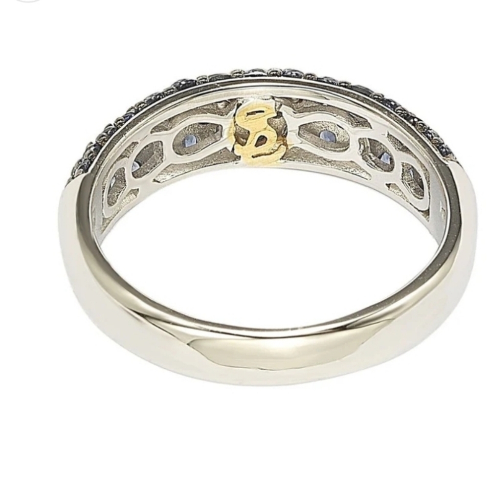 Suzy Levian Sterling Silver Sapphire & Diamond Accent Pave Band Ring - Picture 4 of 16